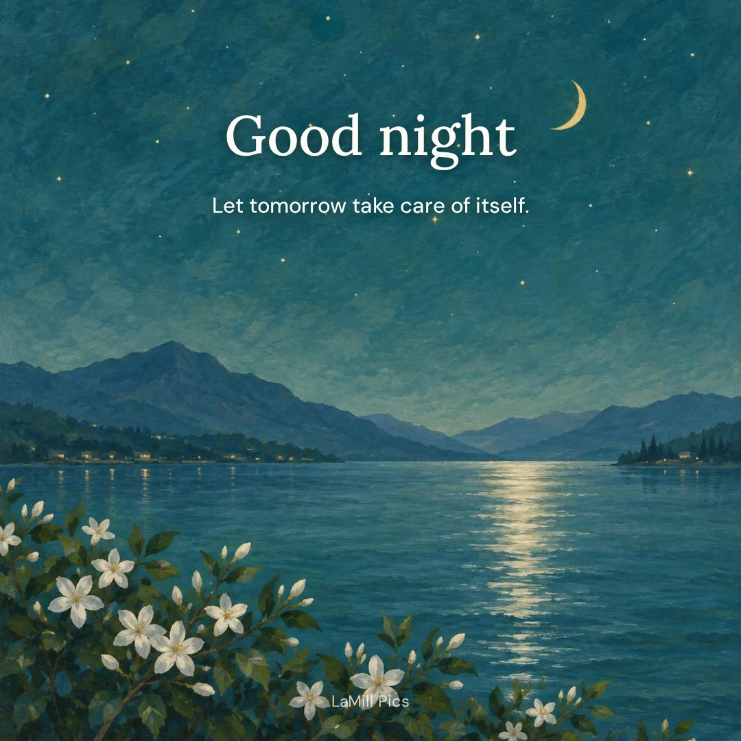 Good night and sweet dreams: “Good night — Let tomorrow take care of itself.”